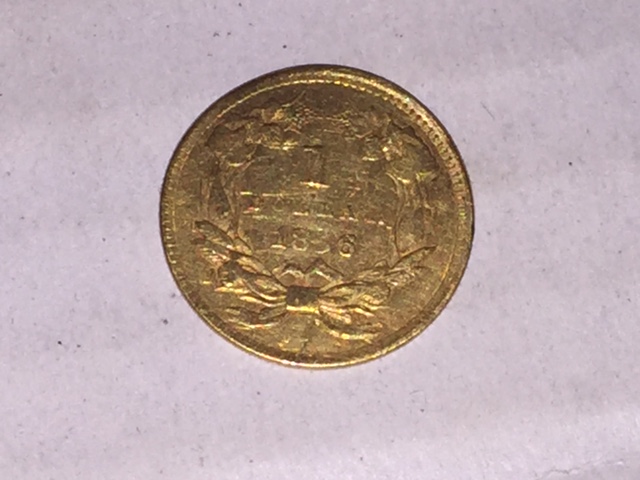 Gold-Piece-For-Grading,-1856-Dollar