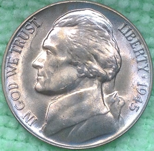 1945-D-Jefferson-Nickel-With-Interesting-Gold-Toned-Steps