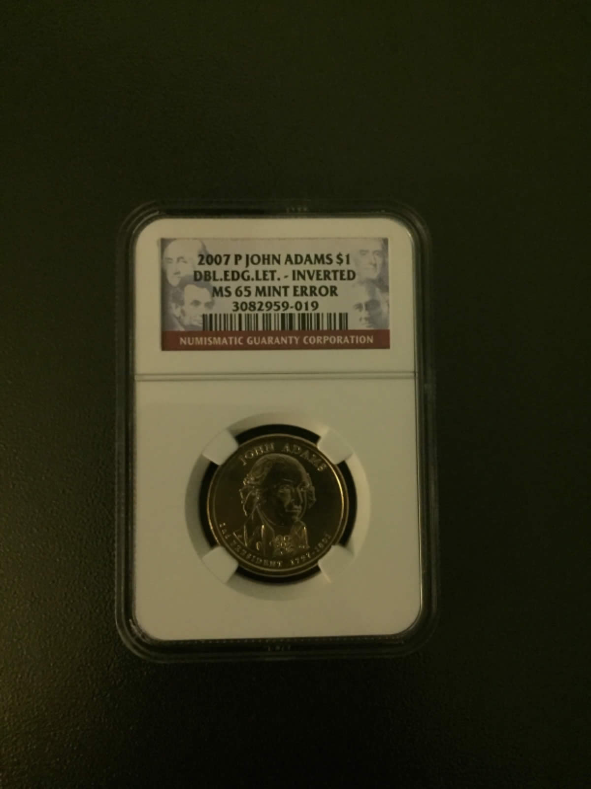 2007-P-John-Adams-$1-Dbl.edg.let-Inverted-MS-65-NGC-Graded