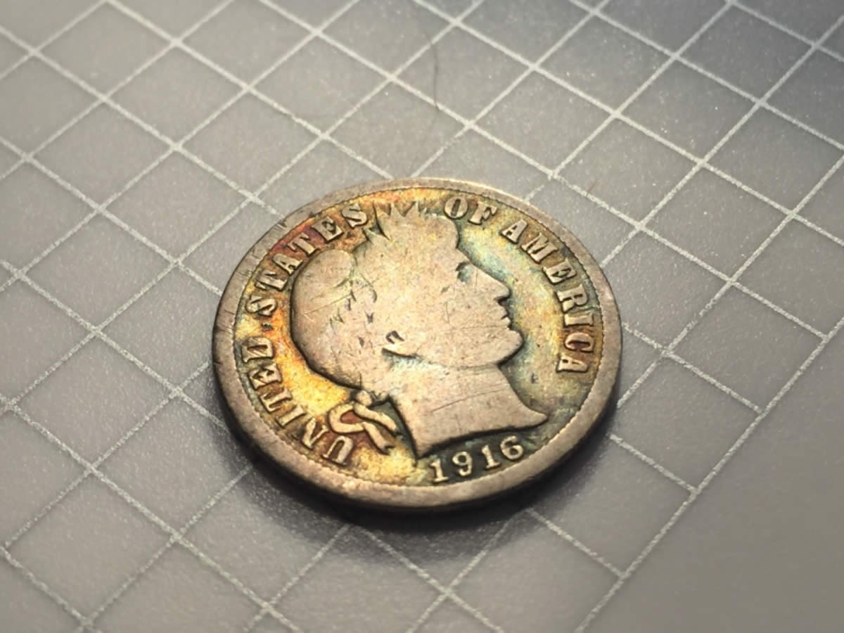 1916-Barber-Dime-Awesome-Rainbow-Toning
