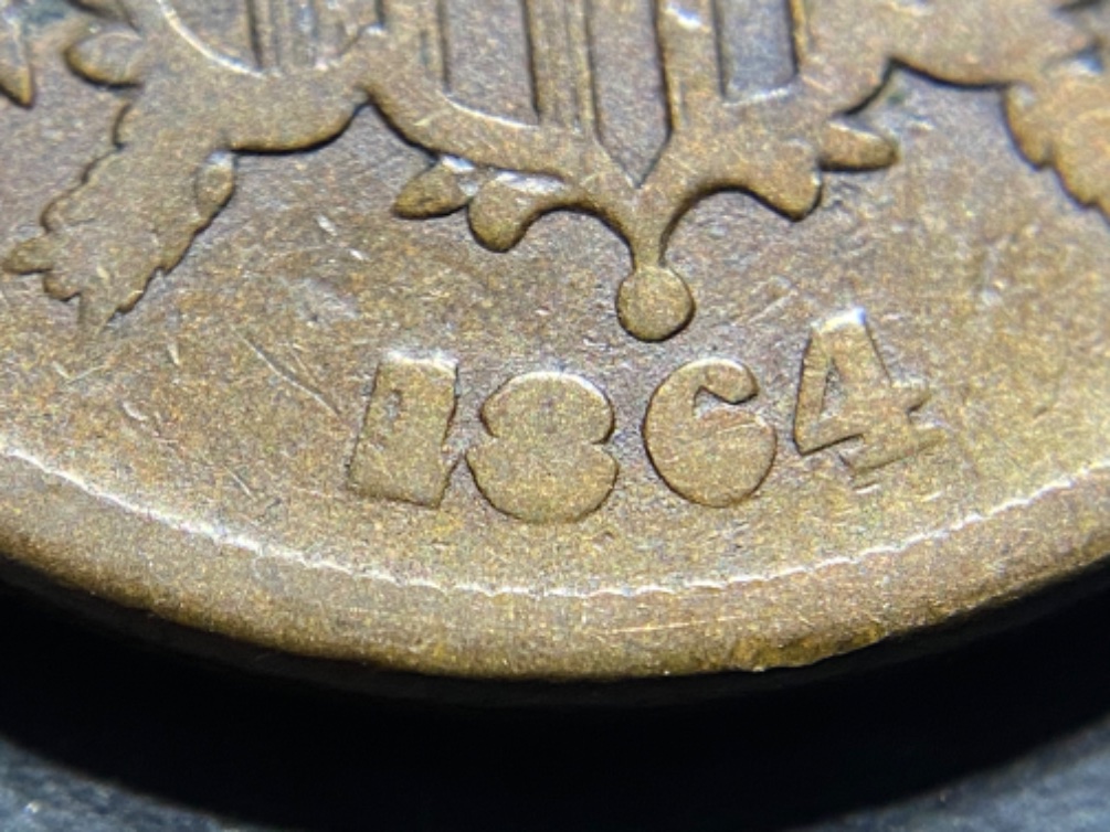 1864-2-Cent-Large-Motto-RPD/Die-Cracks-FS-1304