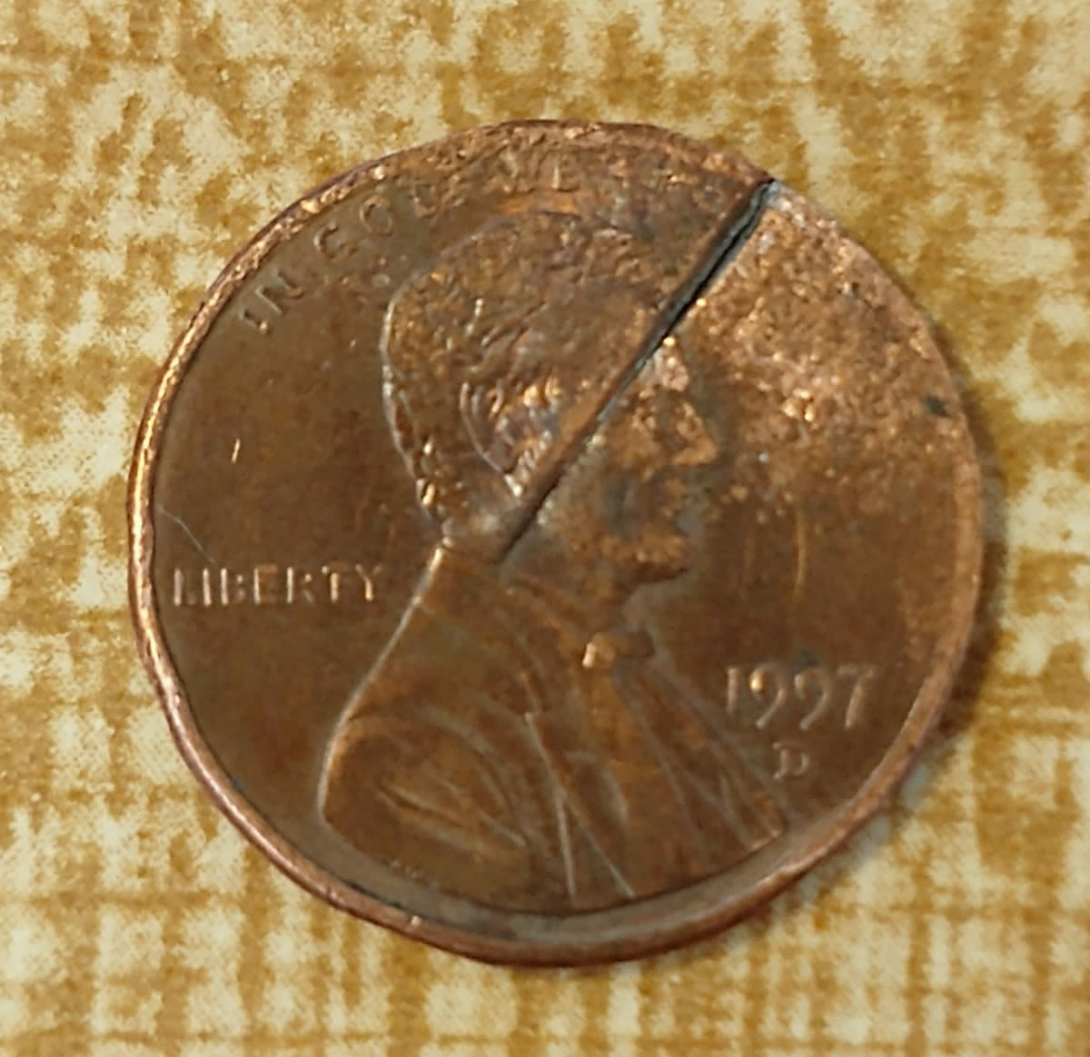 1997-D-Lincoln-Cent-Gone-Through-Someone's-Grinder