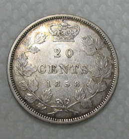 1858--Canadian-20-Cent--Coin-For-Grading/Variety/Value
