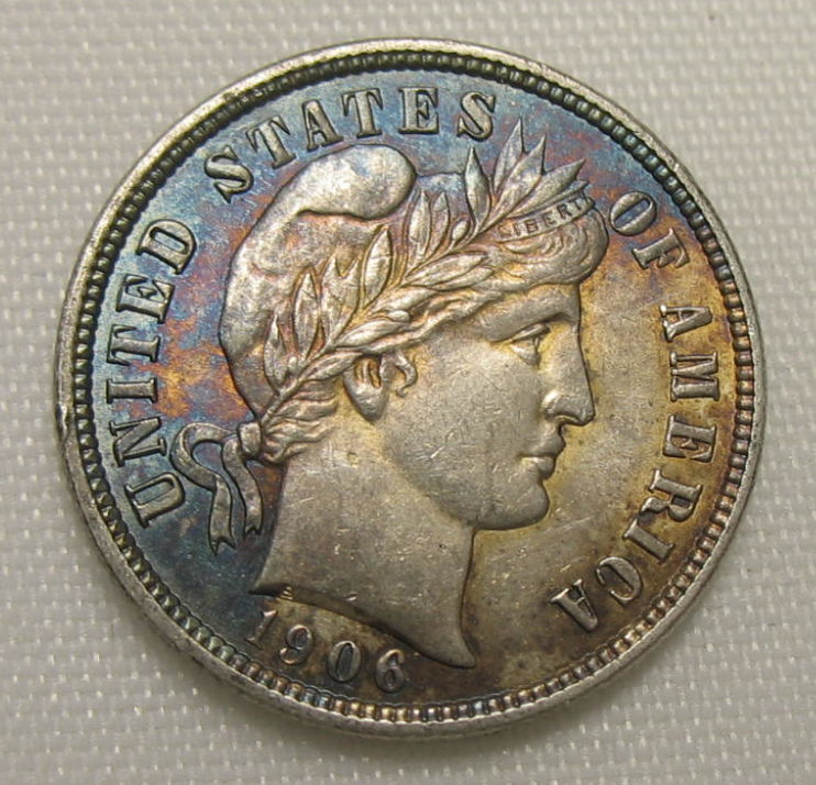 1906-Barber-Dime,-Beautiful-Toning--Grade-Opinions