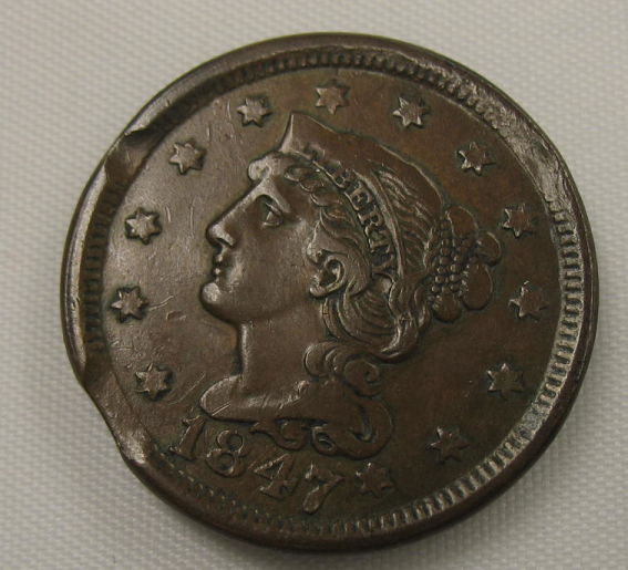 1847-Large-Cent,-PMD-Or-Strike/Planchet-Defect?