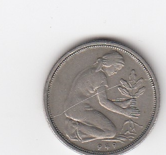 German-1949-50-PFening---Error-Missing-Number-1
