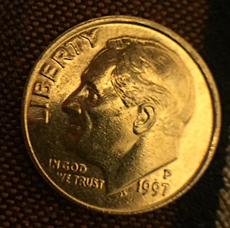 1997-P-Dime-Gold-Plated-No-Side-Ridges?