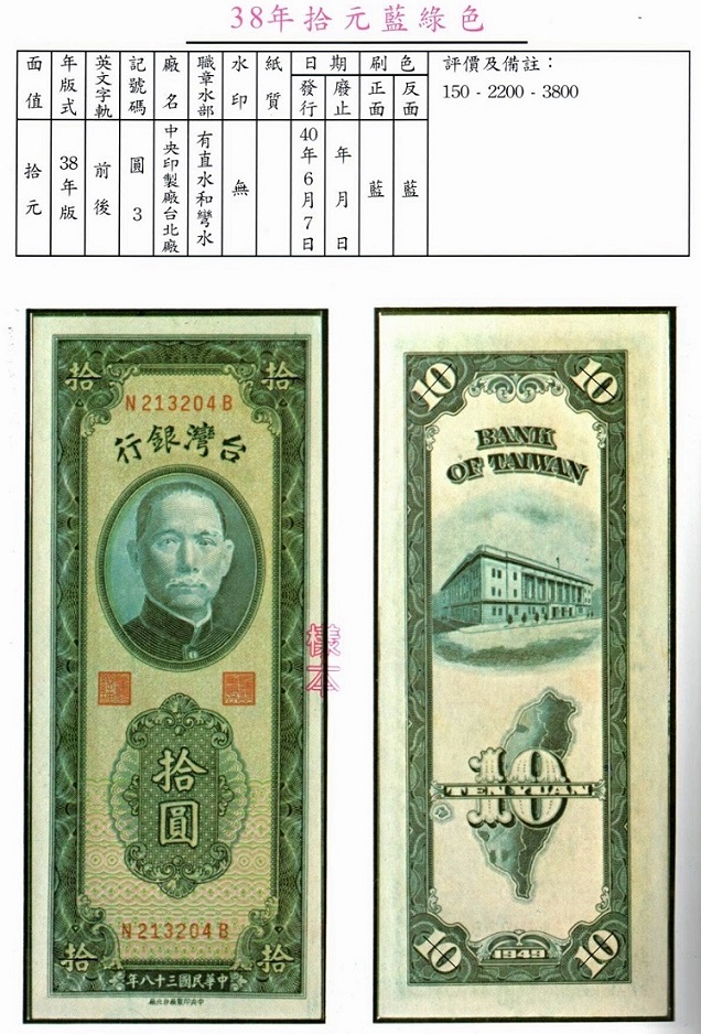 Bank-Of-Taiwan-10-Yuan-1949-Note