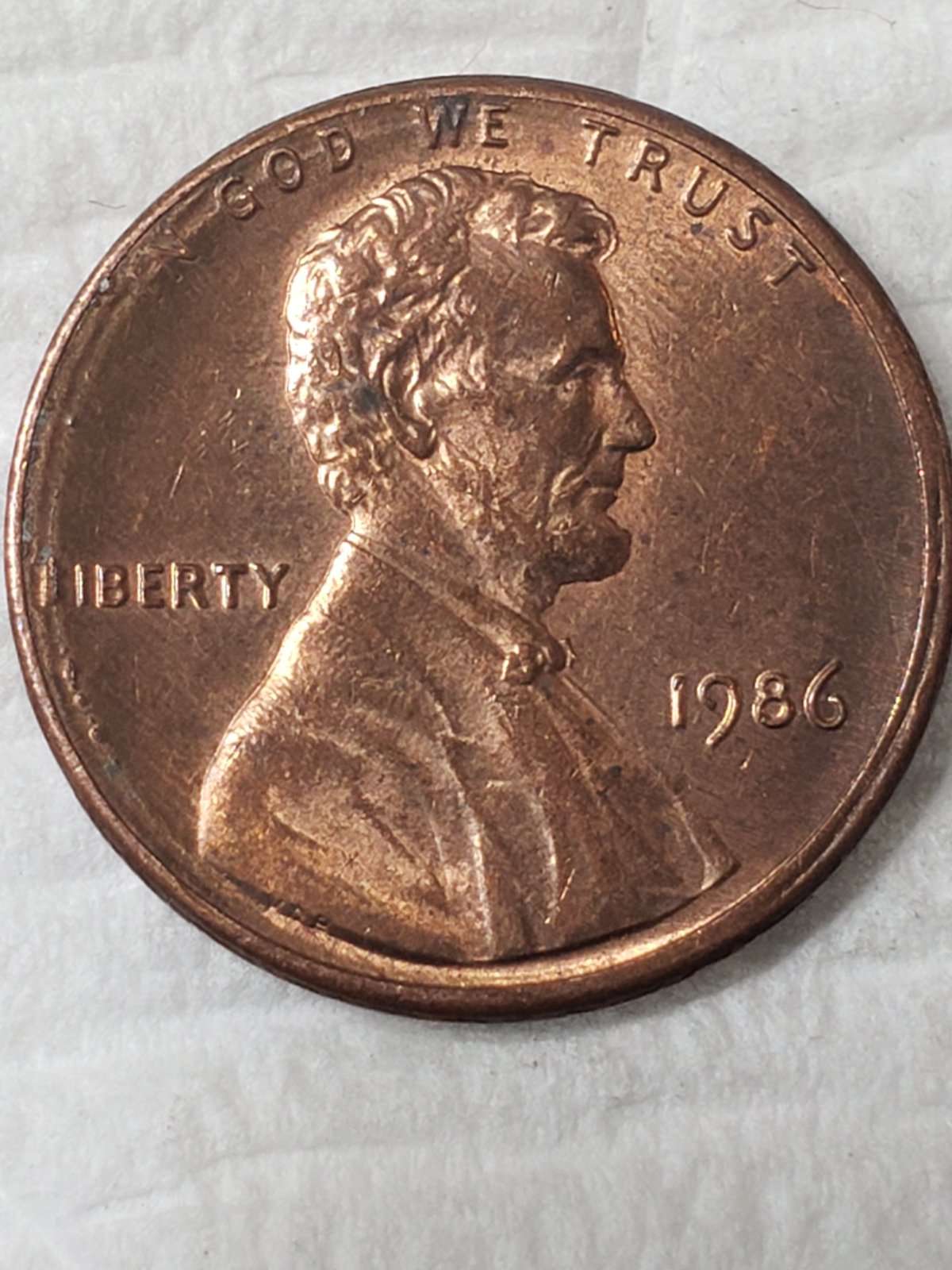 1986-Lincoln-Penny-Obverse-Error/Damage