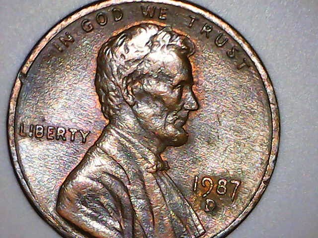 1987-D-Lincoln-Cent-With-Weird-Indents-On-Rim?-Both-Obverse-And-Reverse