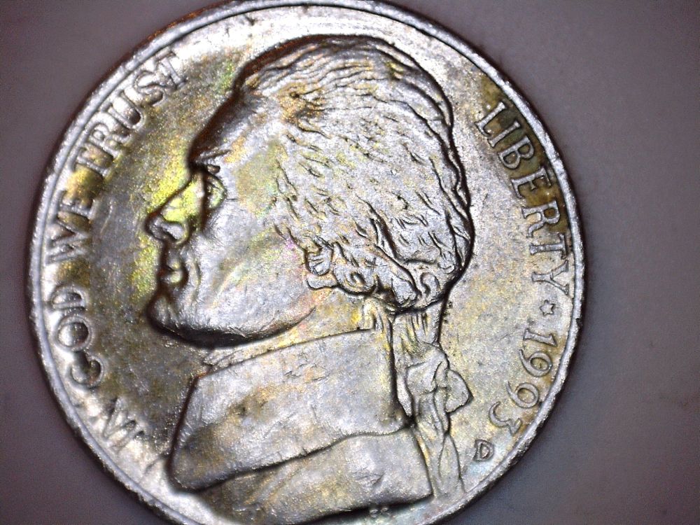 1993-D-Nickel-With-Yellowing-And-What-Appears-To-Be-Thin-Lettering