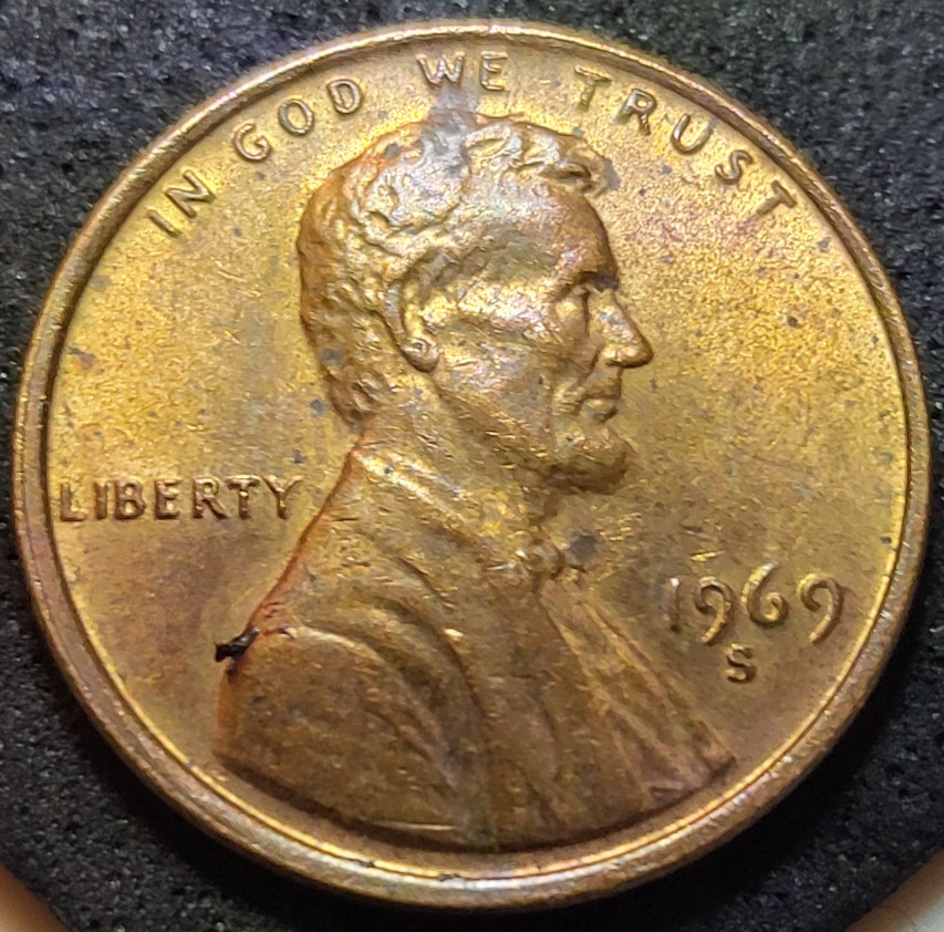 1969-S-Lincoln-Penny-Doubling-Error.--Grade-Not-Sure-Red/Brown?
