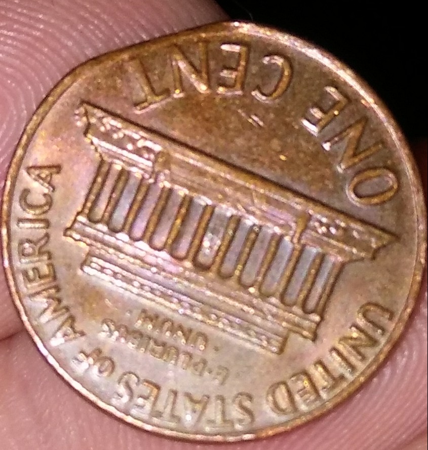 1971-D-Lincoln-Penny.-PMD,-Slightly-Clipped-Planchet,-Or-Alterations?