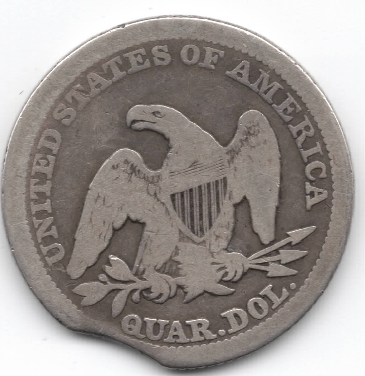 1855-Seated-Liberty-Quarter-Clipped-Planchet