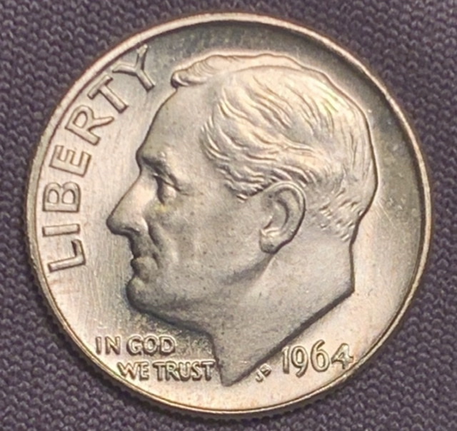 1964-D-Roosevelt-FB-Obv.-Die-Chip-&-Crack