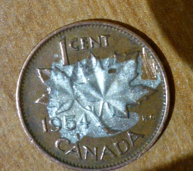 Peeled-Cladding?-On-1954-Canada-Penny-One-Cent