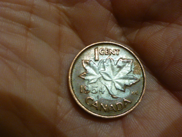Peeled-Cladding?-On-1954-Canada-Penny-One-Cent