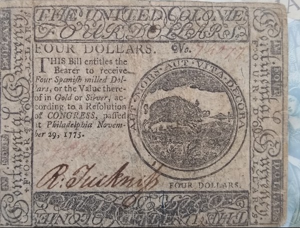 1775-Colonial-$4-Note