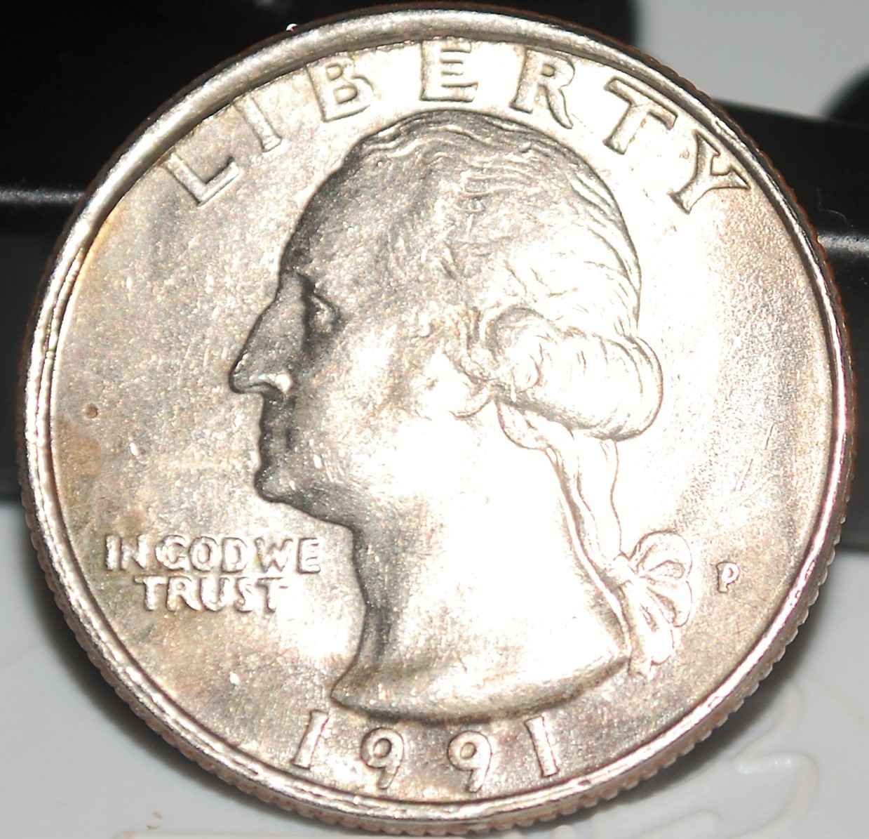 1991-P-Quarter-Dime-Burned-Shape-In-Obv