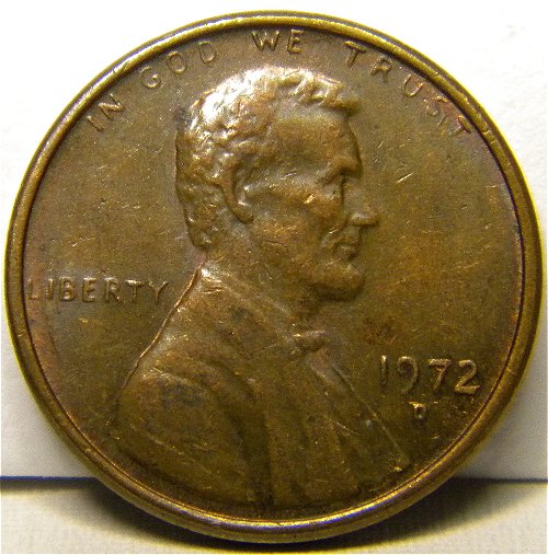1972-D--Lincoln-Penny---Thin-Weak-Strike-On-Obverse-Motto?
