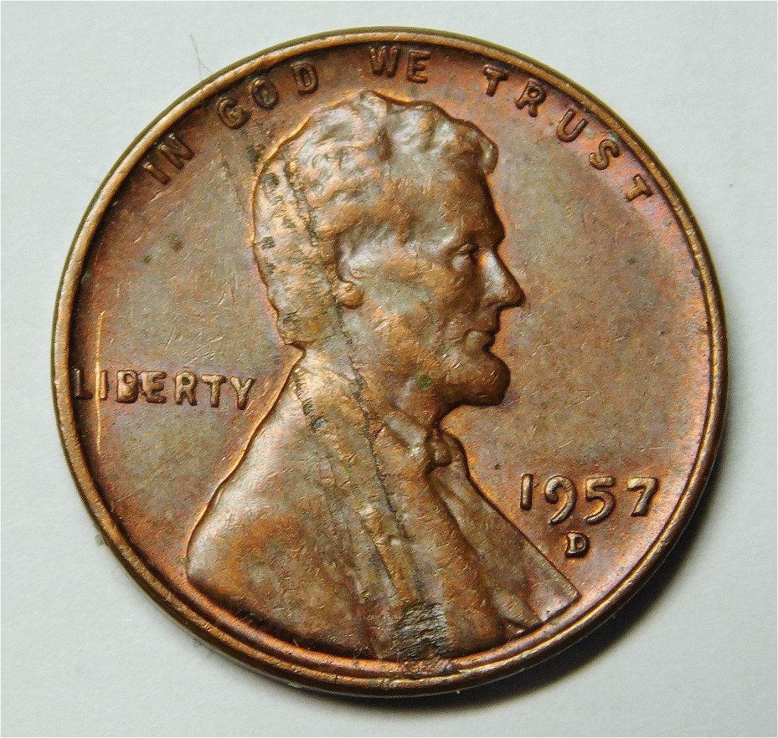 1957-D-Wheat-Cent-BIE-&--Rim-To-Rim-Lamination