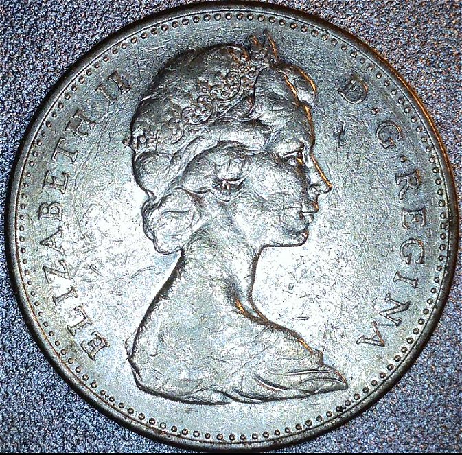 1966-Canadian-Nickel-With-Lamination-Error