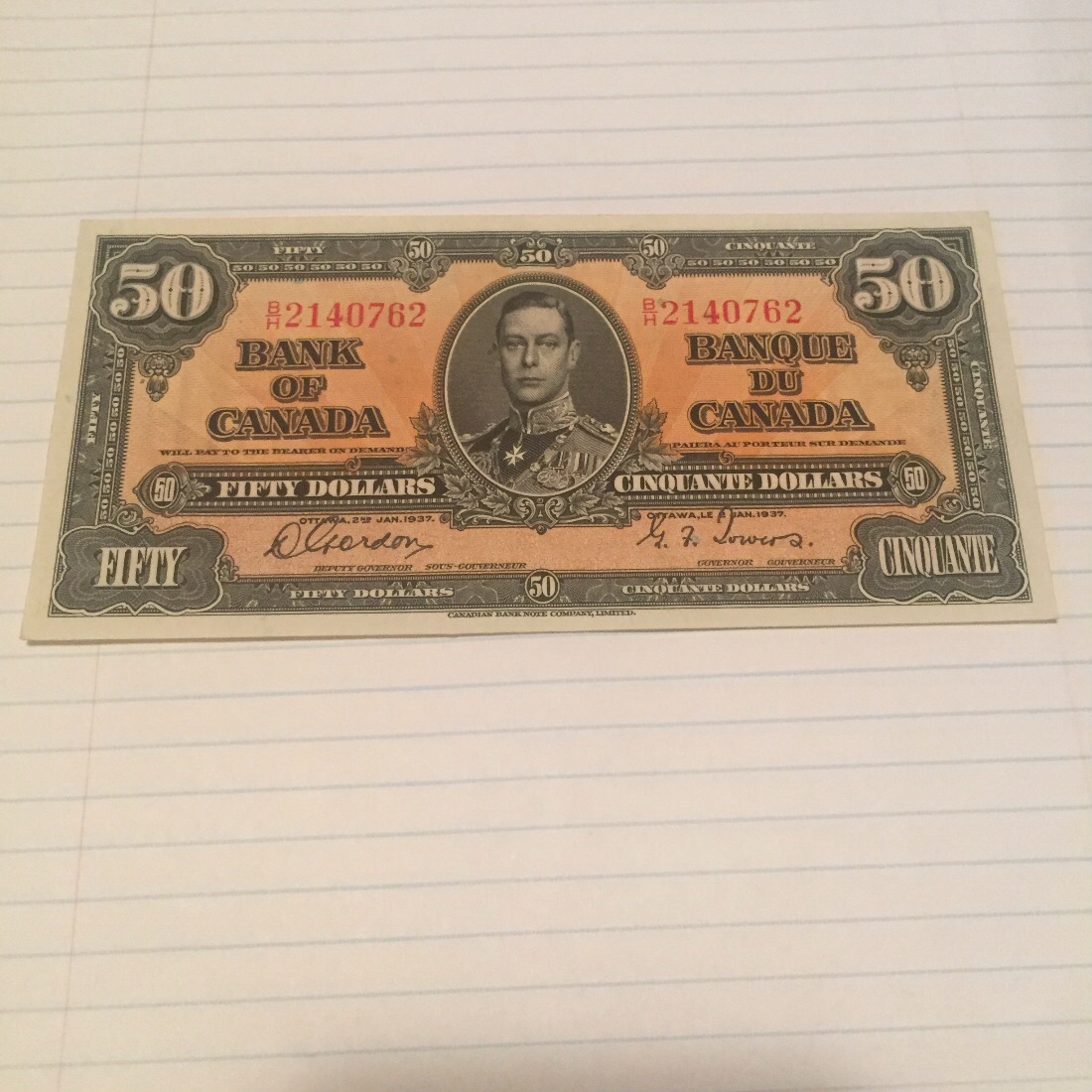 1937-Consecutive-$50-Bank-Of-Canada
