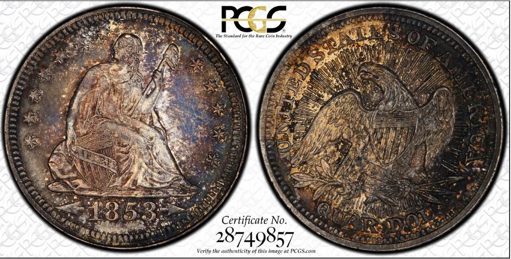 Very-Nice-1853-Rays/Arrows-25c
