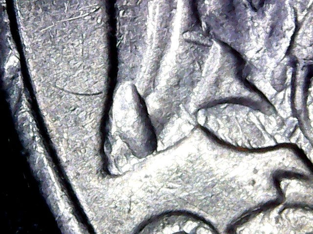 1985-P-Washington-Quarter-Struck-Through-Debris-Reverse
