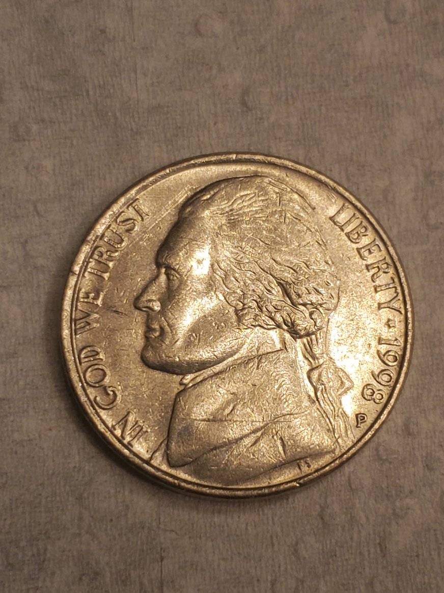 Nice-Partial-Collar-On-A-1998-P-Jefferson-Nickel