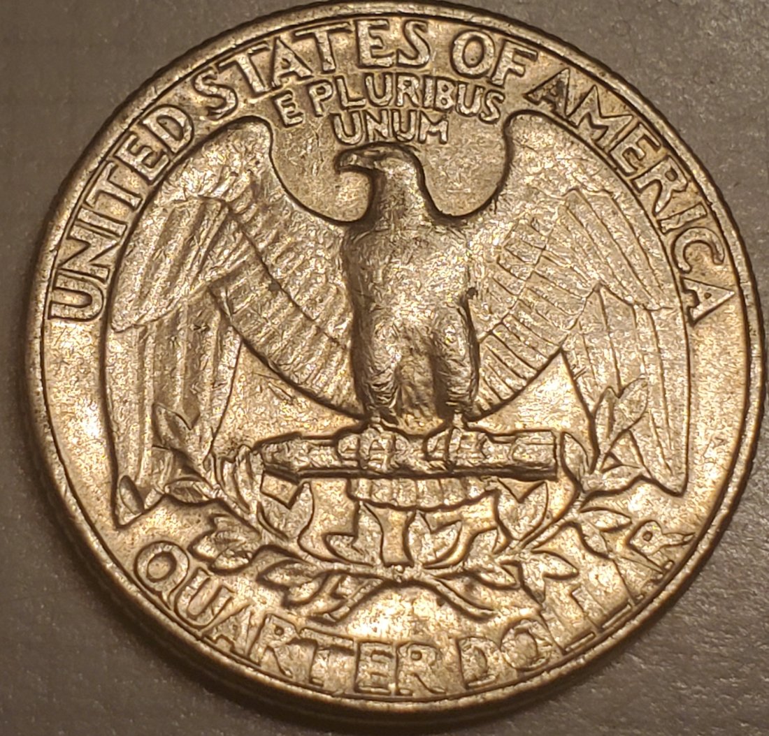 1985-P-Washington-Quarter-Struck-Through-Debris-Reverse