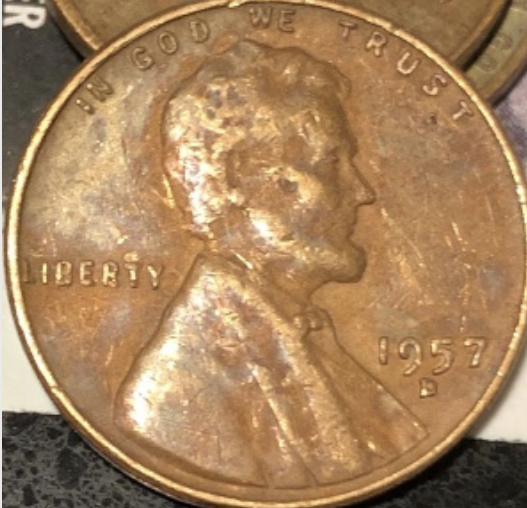 1957-D-LWC-Mechanical-Doubled-Forehead,-Nose-And-Chin!