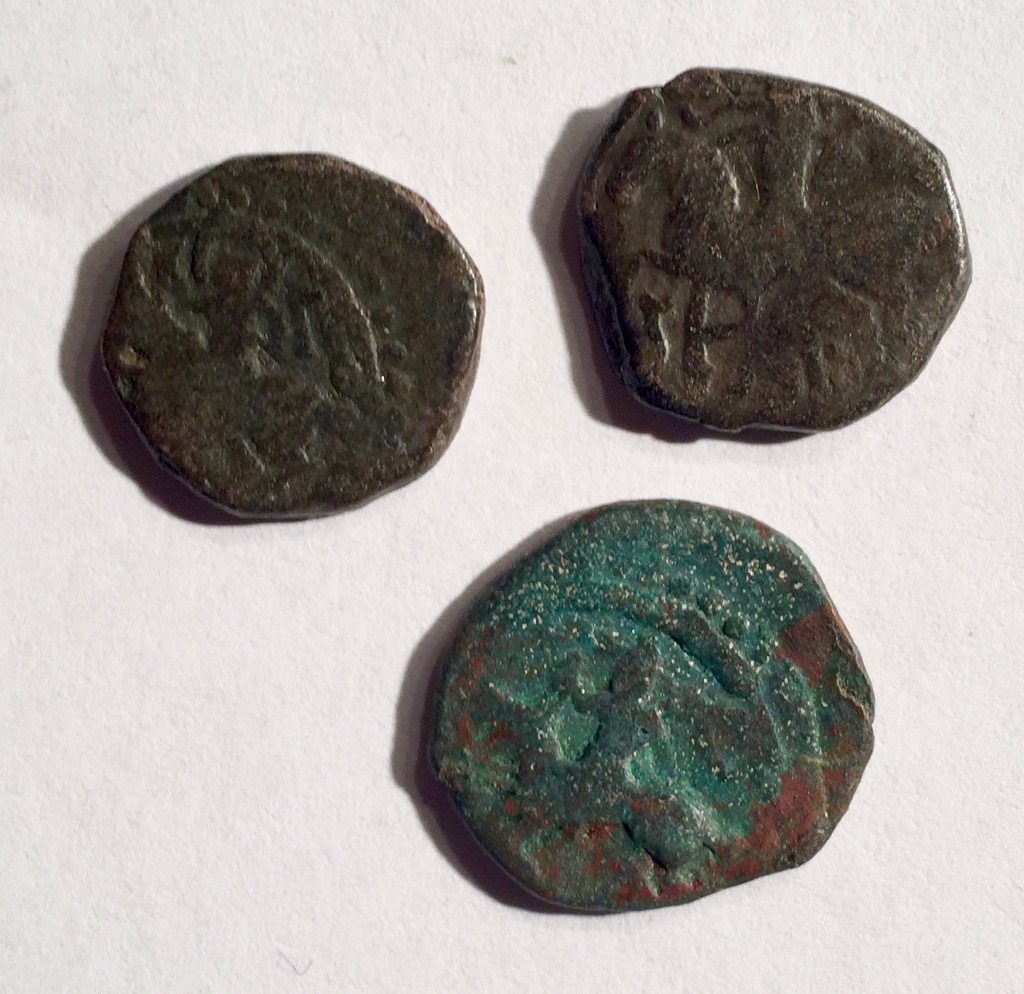 Can-You-Help-ID-3-Small-Ae-Warrior-On-Horseback-Coins---Labeled-C.-1220-Ad?