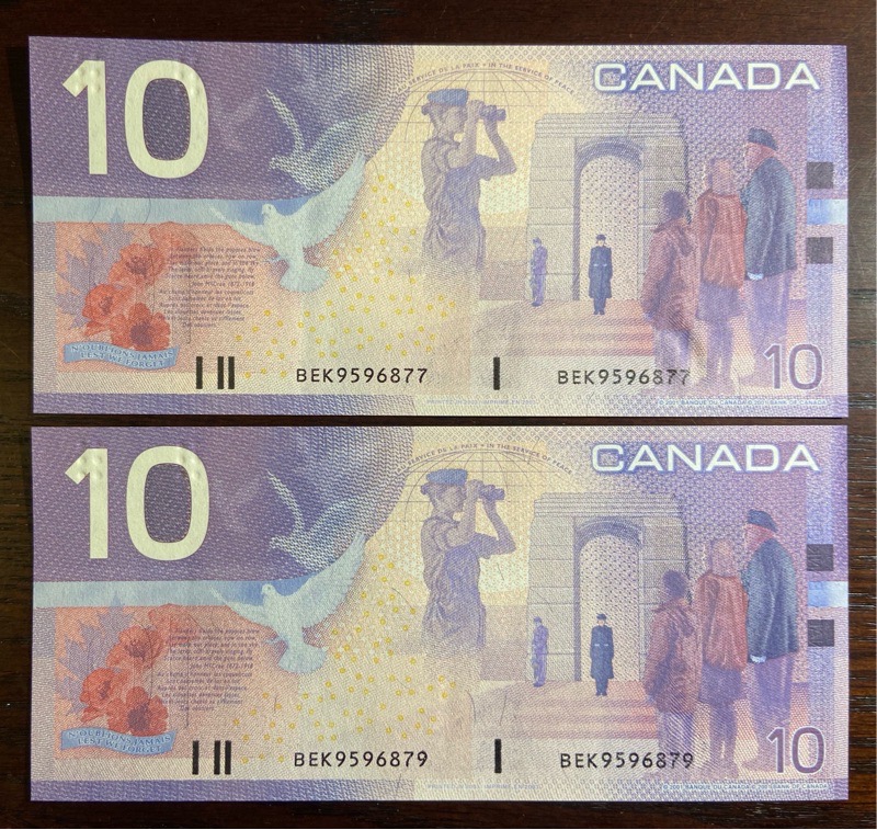 Canada---Banknote-Strap-Marks,-Ink-Warping-Etc