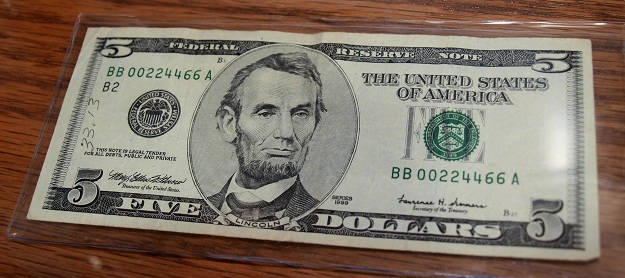 Serial-#00224466-$5-Bill