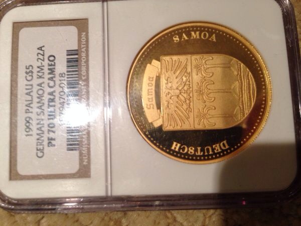 1999-Palau-G-$5-German-Samoa-KM-22A-PF-70-Ultra-Cameo-NGC