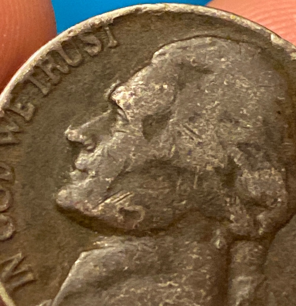 1955-D-Black-Nickel-With-Errors-On-Rim-And-Lettering-On-Reverse-Side