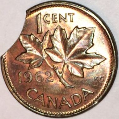 Canadian-1962-Penny-Clipped-Planchet