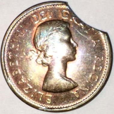 Canadian-1962-Penny-Clipped-Planchet