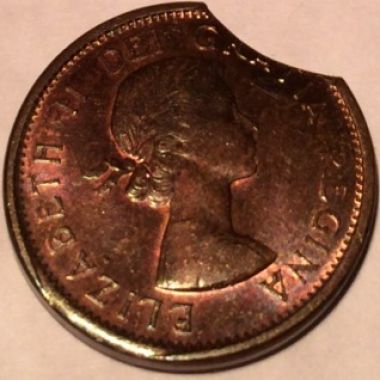 Canadian-1962-Penny-Clipped-Planchet