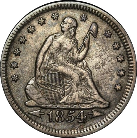1854-Seated-Quarter-For-Grading