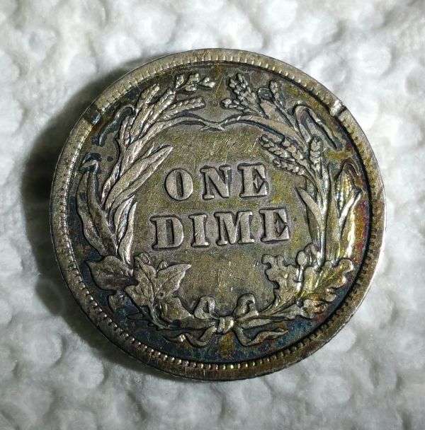 1909-P-Barber-Dime.-Beautiful-Toning!