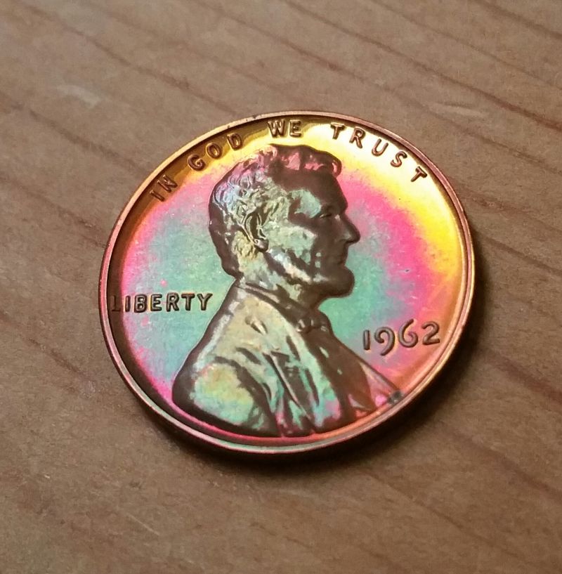 Toned-1962-Proof-Cent-From-Original-Mint-Package