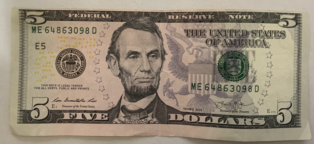 Misaligned-Five-Dollar-Bill---Worth-Much-More-Over-Face?