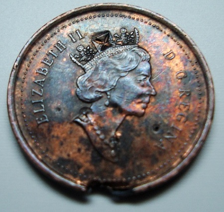 Canadian-Penny-With-Interal-Voids.-Error-/-Defective--Coin?