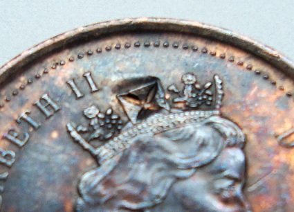 Canadian-Penny-With-Interal-Voids.-Error-/-Defective--Coin?