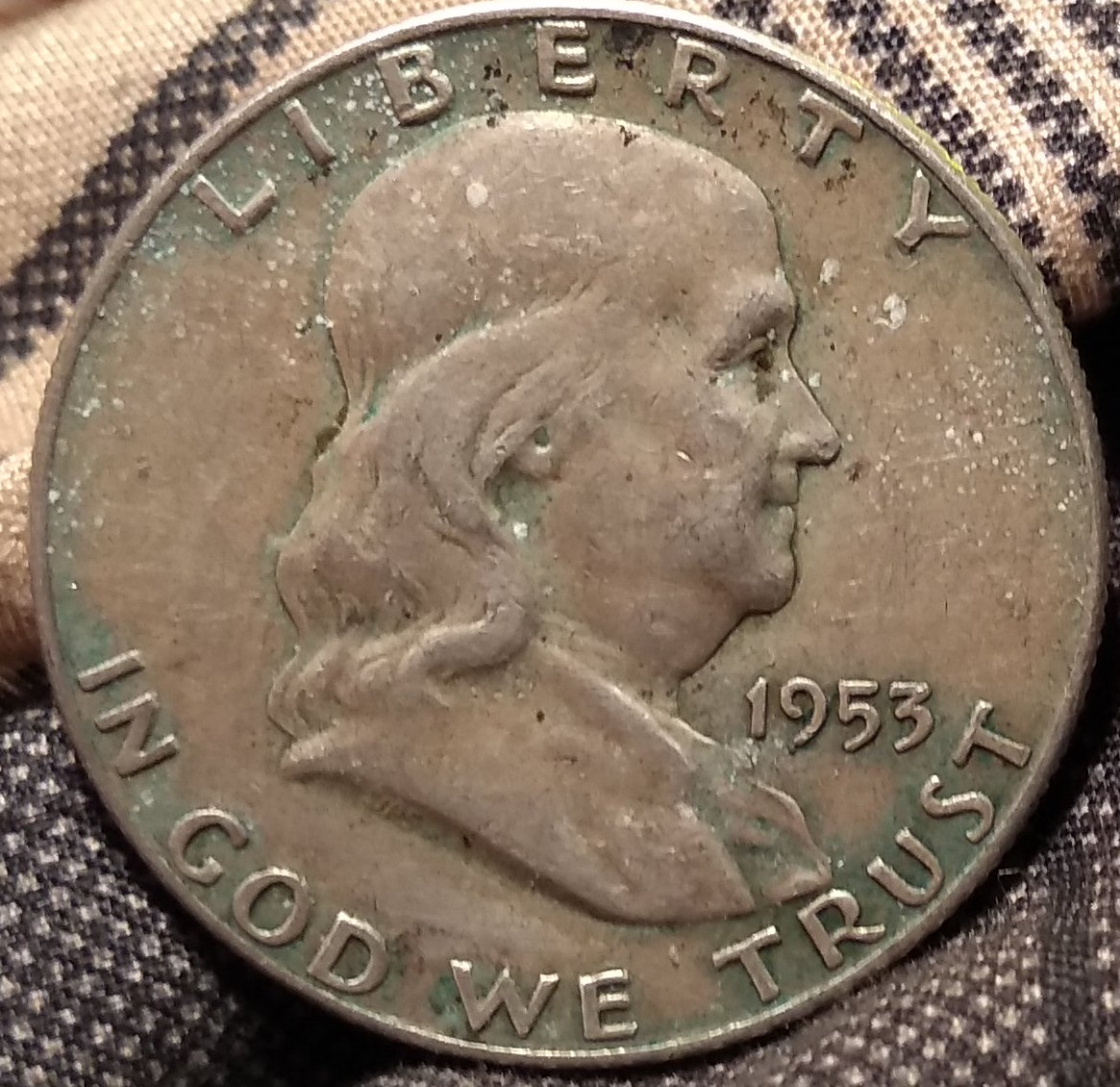 1953-D-Franklin-Half-Dollar/Green-Look