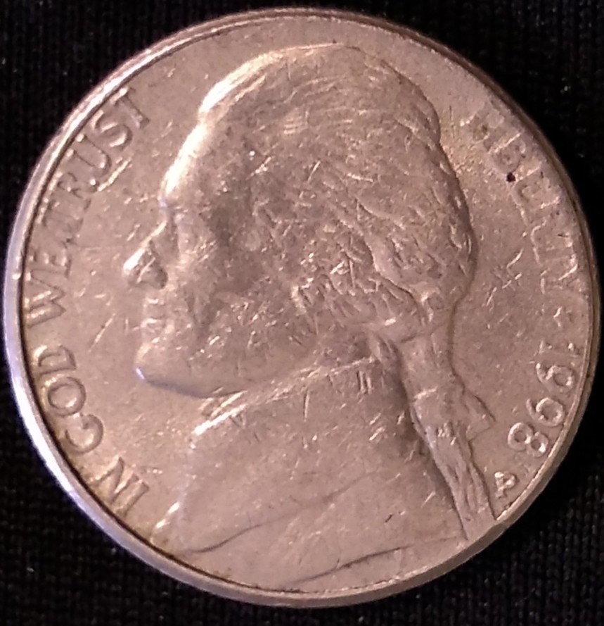 1998-P-Jefferson-Nickel/Rolled-Over-Rim?