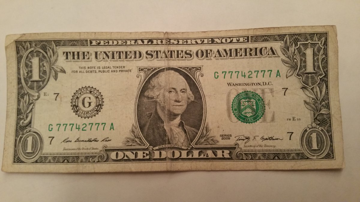 One-Dollar-Note---Serial-77742777