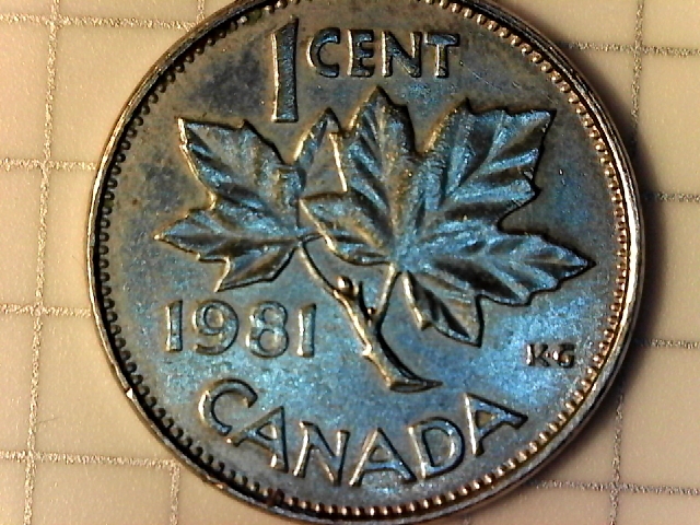 1981-Canada-1-Cent,-Silver-Color---Error-Coin-?-High-School-Experiment-?